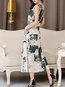 Elegant Tunic Tie Dye Pattern Polyester Midi Dresses (Style V100467)