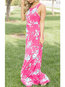 Sexy Round Neck Printed Pattern Polyester Maxi Dresses (Style V100469)
