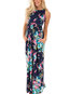 Sexy Round Neck Printed Pattern Polyester Maxi Dresses (Style V100469)