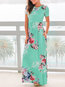 Elegant A-line Printed Pattern Polyester Maxi Dresses (Style V100470)