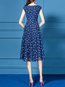 A-line Boat Neck Printed Pattern Polyester Midi Dresses (Style V100480)