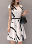 Party A-line Round Neck Printed Pattern Casual Dresses (Style V100484)