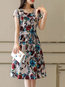 Going Out A-line Round Neck Printed Polyester Casual Dresses (Style V100485)