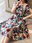 Going Out A-line Round Neck Printed Polyester Casual Dresses (Style V100485)