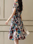 Going Out A-line Round Neck Printed Polyester Casual Dresses (Style V100485)