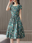 Going Out A-line Round Neck Printed Polyester Casual Dresses (Style V100485)
