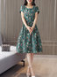Going Out A-line Round Neck Printed Polyester Casual Dresses (Style V100485)