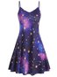 Party A-line Spaghetti Strap Pattern Polyester Casual Dresses (Style V100489)