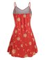 Party A-line Spaghetti Strap Pattern Polyester Casual Dresses (Style V100489)