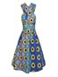 Party A-line Deep V Neck Pattern Cotton Blends Casual Dresses (Style V100496)
