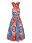 Party A-line Deep V Neck Pattern Cotton Blends Casual Dresses (Style V100496)