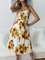 Casual A-line Spaghetti Strap Printed Pattern Casual Dresses (Style V100499)