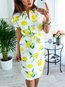 Shift Notched Fruit&Vegetable Pattern Polyester Casual Dresses (Style V100500)