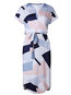 Party Shift Striped Pattern Cotton Blends Midi Dresses (Style V100502)