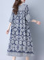 Shift Round Neck Paisley Pockets Linen Casual Dresses (Style V100512)