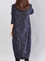 Casual Shift Round Neck Pockets Polyester Midi Dresses (Style V100513)