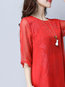Shift Round Neck Printed Pattern Cotton Blends Midi Dresses (Style V100518)
