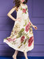 Shift Round Neck Printed Pattern Polyester Casual Dresses (Style V100527)