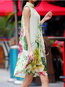 Elegant High Neck Printed Pattern Polyester Casual Dresses (Style V100528)