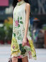 Elegant High Neck Printed Pattern Polyester Casual Dresses (Style V100528)