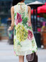 Elegant High Neck Printed Pattern Polyester Casual Dresses (Style V100528)