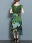 Elegant Round Neck Printed Pattern Polyester Casual Dresses (Style V100530)
