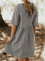 A-line Round Neck Striped Pattern Polyester Casual Dresses (Style V100531)
