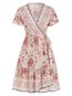 Sexy Wrap V-neck Scarf Print Viscose Boho Dresses (Style V100537)