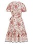 Sexy Wrap V-neck Scarf Print Viscose Boho Dresses (Style V100537)