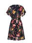 Sexy A-line Deep V Neck Printed Polyester Casual Dresses (Style V100546)