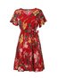 Sexy A-line Deep V Neck Printed Polyester Casual Dresses (Style V100546)