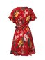Sexy A-line Deep V Neck Printed Polyester Casual Dresses (Style V100546)