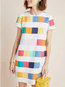 Elegant Sheath Round Neck Plaid Pattern Mini Dresses (Style V100548)