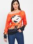 Standard Loose Casual Star Polyester Sweatshirts (Style V100560)