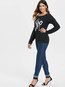 Asymmetric Casual Letter Polyester Pattern Sweatshirts (Style V100565)