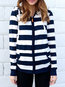 Hooded Standard Loose Striped Polyester Hoodie (Style V100568)