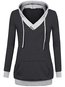 Hooded Loose Patchwork Polyester Pockets Hoodie (Style V100575)