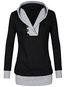 Hooded Casual Patchwork Polyester Button Hoodie (Style V100576)