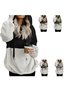 Hooded Standard Loose Patchwork Velvet Hoodie (Style V100584)