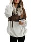 Hooded Standard Loose Patchwork Velvet Hoodie (Style V100584)