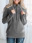 Standard Casual Plain Polyester Pockets Hoodie (Style V100590)