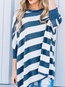 Round Neck Long Casual Striped Polyester Sweatshirts (Style V100595)