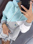 Standard Loose Casual Patchwork Polyester Sweatshirts (Style V100599)
