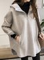 Long Fashion Plain Cotton Blends Pockets Hoodie (Style V100600)