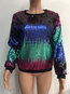 Round Neck Standard Loose Casual Sequin Sweatshirts (Style V100616)