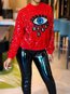 Round Neck Standard Loose Dacron Sequin Sweatshirts (Style V100620)