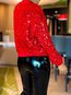 Round Neck Standard Loose Dacron Sequin Sweatshirts (Style V100620)