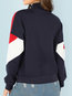 Stand Collar Loose Fashion Patchwork Zipper Sweatshirts (Style V100637)