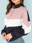 Stand Collar Loose Fashion Patchwork Zipper Sweatshirts (Style V100637)