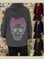 Standard Casual Skull Polyester Pattern Sweatshirts (Style V100644)